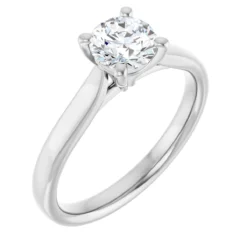 Round 0.75 Carat Moissanite Solitaire Engagement Ring #GTJ937-MOS-RND-075-18W - Image 4